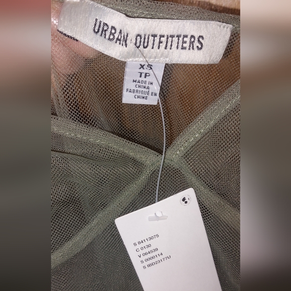 Urban Outfitters Aida Sheer Mesh Ruffle Midi Dress in Green XS - Picture 10 of 10